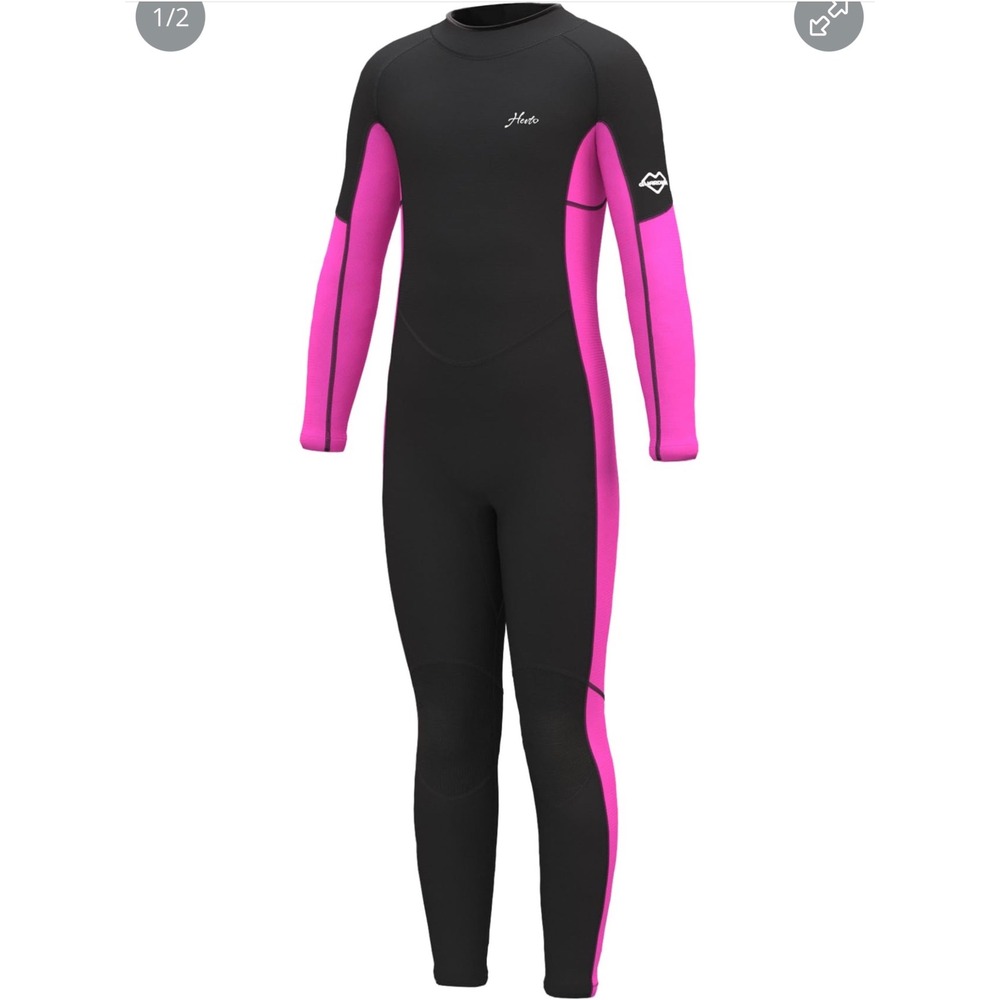 Hevto Wetsuit Girls Size 10 Pink Black NEW 3/2mm Neoprene Full Thermal Swimsuit